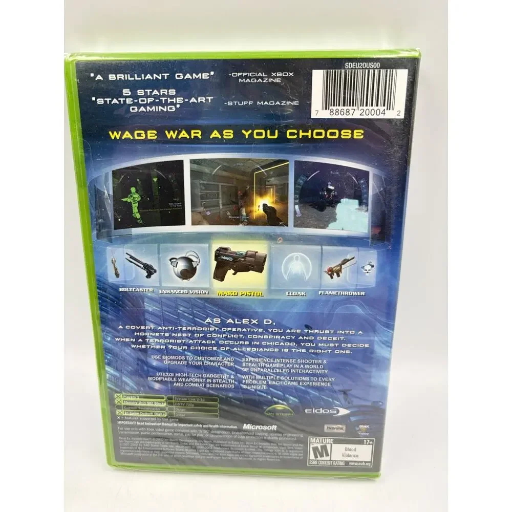 Deus Ex: Invisible War (Microsoft Xbox, 2003) Brand New Factory Sealed